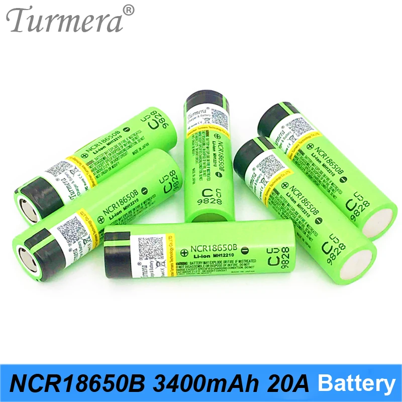 Turmera 100% Original 18650 Battery NCR18650B 3.7V 3400mAh 20A Rechargeable Lithium Battery for Screwdriver Flashlight Battery 07