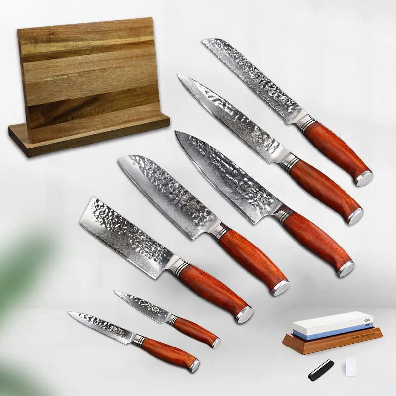 YARENH Professional Chef Knife Set - Kitchen Magnetic Knife Holder -  Japanese Damascus Stainless Steel Knives Sets - Chef's Gift