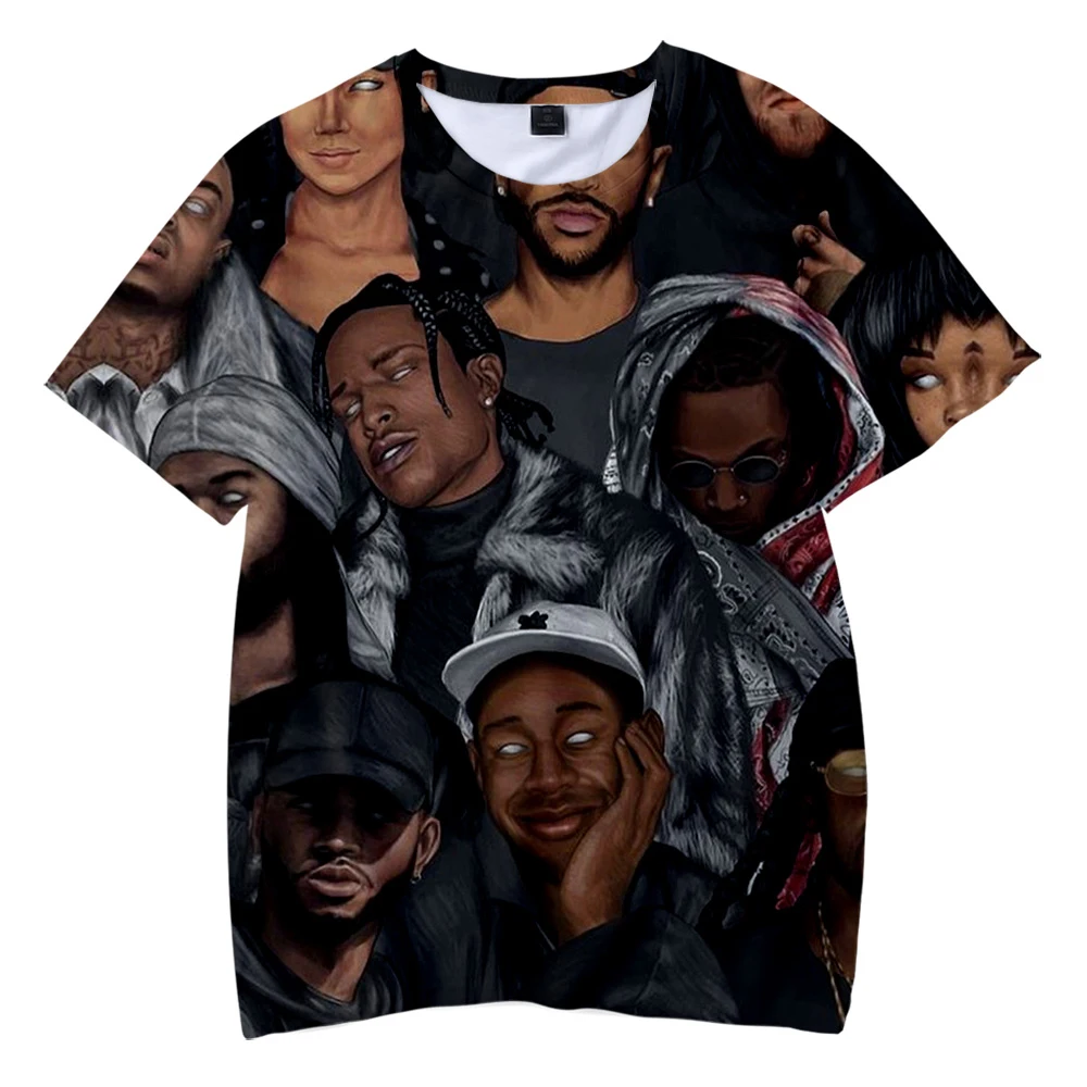 ASAP ROCKY/повседневные футболки Harajuku Одежда для мальчиков и девочек футболка с короткими рукавами детская одежда в стиле хип-хоп