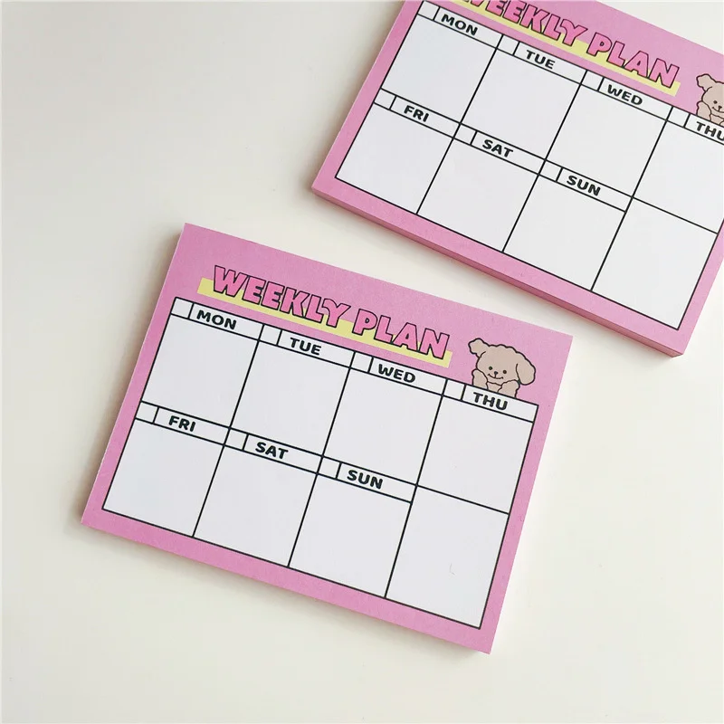 러블리한 빈티지 디자인! 메모 패드, 스크랩북, DIY 재료로 활용하기 좋은 문학 티켓 메시지 60개 세트 8 귀여운 만화 강아지 핑크 주간 계획 메모장 패드, 한국 인스타그램 학생 플래너, DIY 메모지, 귀여운 학교 문구, 50 매
