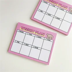 Bloc notes de planificateur hebdomadaire, joli bloc notes de dessin animé, chiot rose, coréen Ins, pour bricolage, papeterie scolaire Kawaii, 50 feuilles 