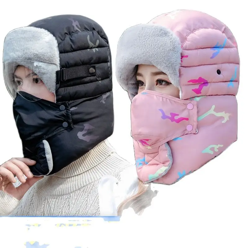 Женская зимняя теплая ветрозащитная шапка TANLIN в русском стиле хлопковая защитная маска для глаз мужчин и