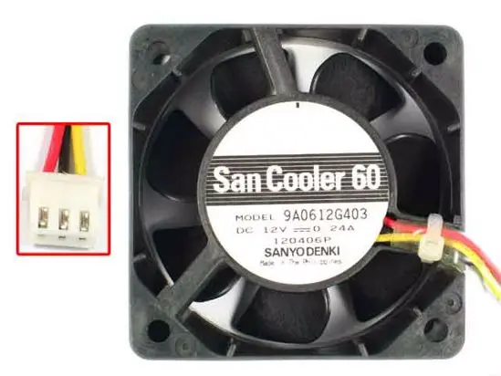 

SANYO DENKI 9A0612G403 DC 12V 0.24A 3-проводной 60x60x25 мм вентилятор охлаждения сервера