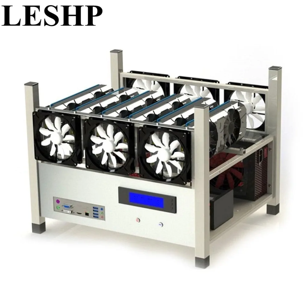 

Compatible 6 GPU Open Air Mining Case Computer ETH Miner Frame Rig With 6 Fans And Temp Monitor System Good Heat Dissipation