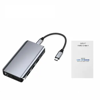 

10in1 Type C USB C Hub Dual Adapter 3.0 port Card Reader 4K HDMI For MacBook Pro Audio Expansion Base