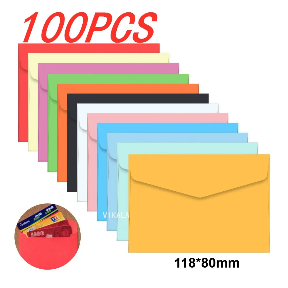 100pc /lot Candy color mini envelopes DIY Multifunction Craft Paper Envelope For Letter Paper Postcards School Material 50 pcs lot 110 150mm 4 styles   korea europe advanced archives envelope romantic wedding invitation cards color postcards