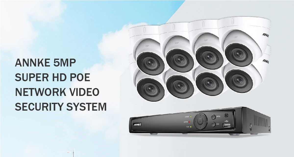 ANNKE 5MP H.265+ 8CH супер HD POE сетевая видео система безопасности 8 шт. водонепроницаемые уличные ip-камеры с питанием по PoE 2,8 мм купольная POE камера комплект
