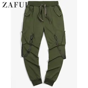 

ZAFUL Ribbon Pockets Long Drawstring Sport Jogger Pants Flat Mid Elastic Waist Long Pants Casual Beam Feet Trousers Autumn 2019