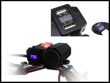 

12V-24V Motorcycle Dual USB Charger Voltmeter Waterproof for SUZUKI FJ-FV GN72A Katana GSXR1000 GSX250 GSX550 GSX600