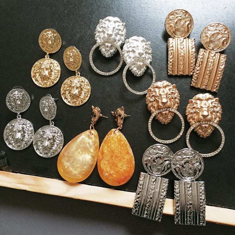 

Ztech Stylish Personality Vintage Crystal Lion Head Leopard Head Animal Totem Earrings For Women Jewelry Wholesale