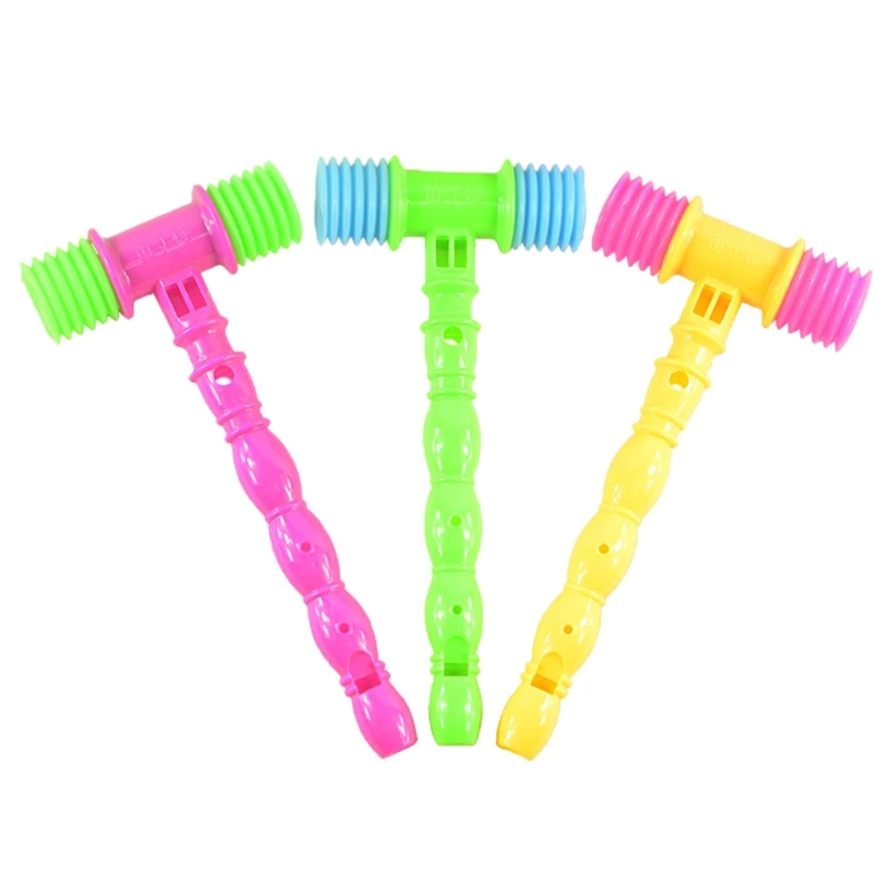 Inflatable Hammer Toys Pack of 3Pieces Whistle Hammer Toy for Infant Crib Carnival Birthday Party Built-in Squeaker Safety Head Random Colors