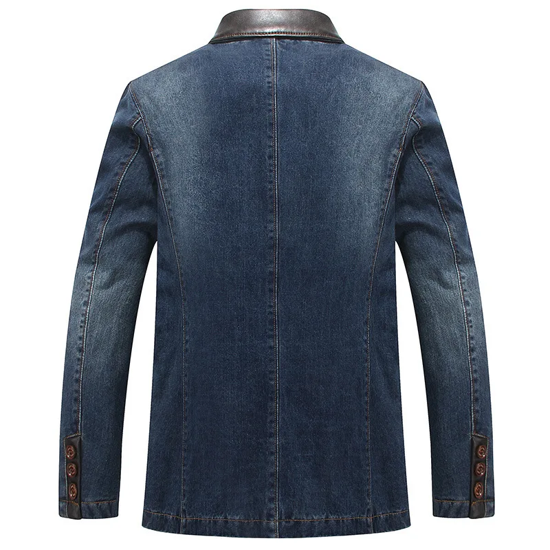 Plus Size Men's Jackets Denim Outwear Spring Autumn Men Clothing Male Blazers Suits Jeans Patchwork Leather Slim Fit Coat MY190