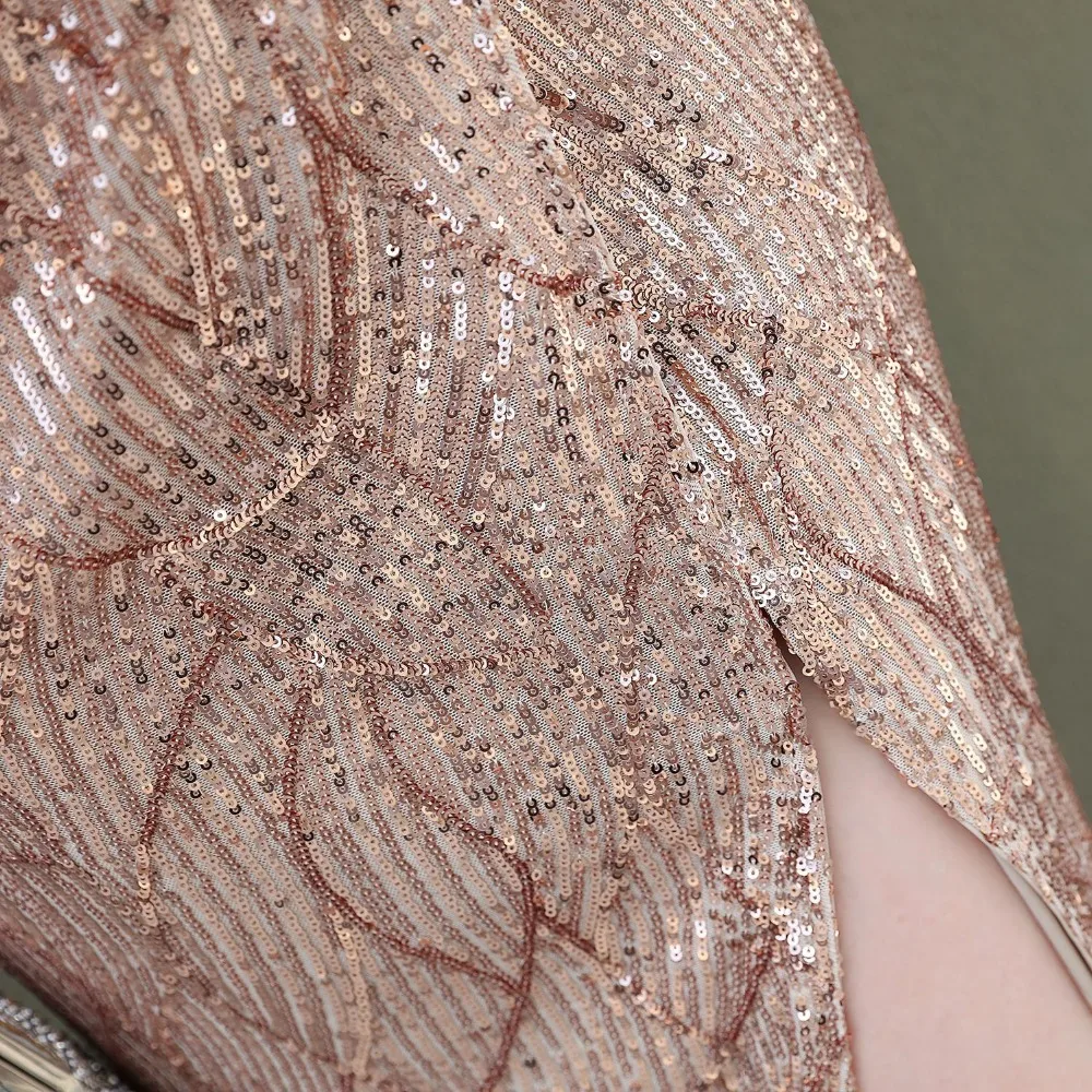 Gold Sequins Spaghetti Strap Deep V Neck Backless Open Slit Luxury Party Dresses For Women 2020 Fashion Elegant Night Club Dress (37)