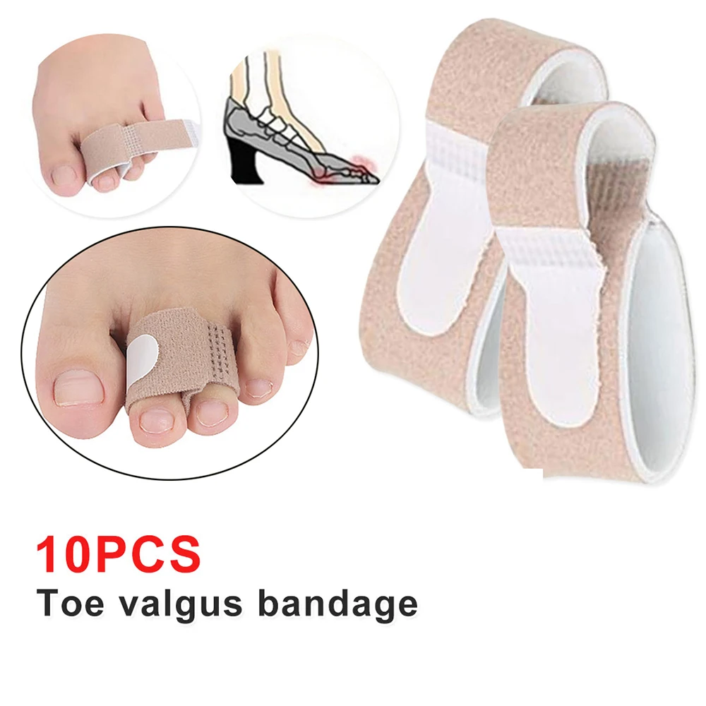 10Pcs/lot Fabric Toe Finger Straightener Hammer Toe Hallux Valgus Corrector Bandage Separator Splint Wraps Foot Care Tools