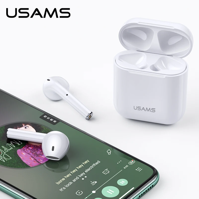 USAMS Bluetooth наушники для iPhone Xiaomi TWS мини беспроводные гарнитура с зарядной