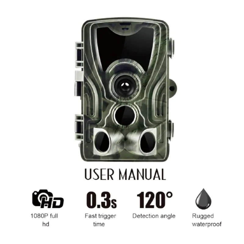 

HC801A Hunting Trail Camera Night Version Wild Cameras 16MP 1080P IP65 Photo Trap 0.3s Trigger Wildlife Camera Surveillance
