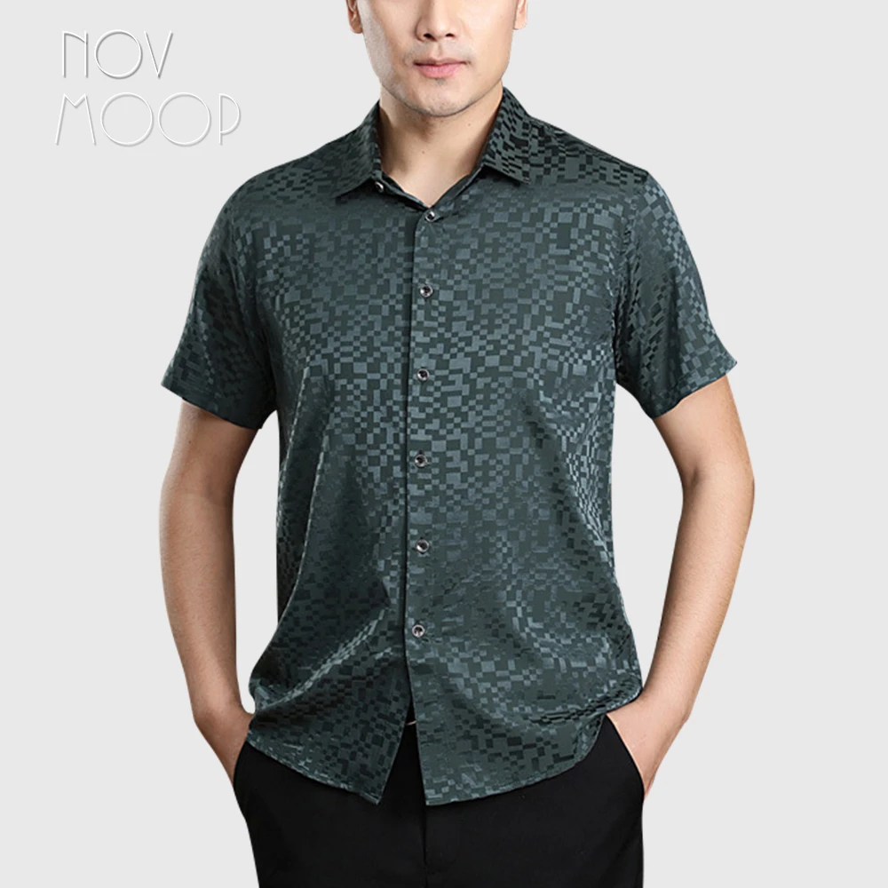 

Новинка 2020, модная мужская рубашка Novmoop из натурального шелка, мужская рубашка в клетку с узором, Мужская шелковая рубашка LT3237