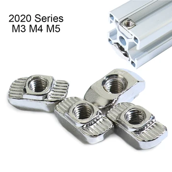 

10/20/50/100pcs M3/M4/M5*10*6 for 20 Series Slot T-nut Sliding T Nut Hammer Drop In Nut Fasten Connector 2020 Aluminum Extrusion