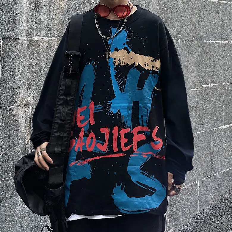 EMO Gothic Clothes Long Sleeve Plus Size T-shirts Women Punk Top Men Harajuku Grunge Clothes Hip Hop Streetwear Alt Aesthetic cute summer crop tops Tees