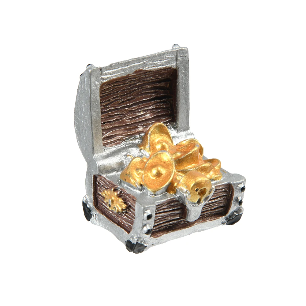 Treasure Chest Box Antique Creative Fish Tank Ornaments Landscape Pirate Gold Coins Resin Decorations Fish Tank Decorations Mini Landscape Ornaments Aquarium Ornaments
