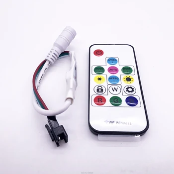 

RF mini wireless controller is used in WS2812BGS1903SM16703WS2811SK6812 Led Strip pixel lamp RGB DC5V DC12V DC24V14key17key