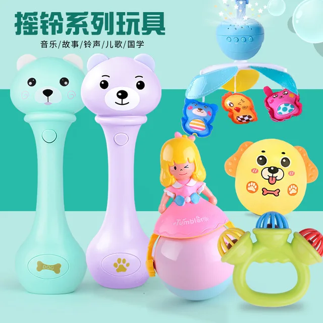 

New Style Infant Educational Music Rattle Toy Baby Early Childhood Shining Sand Hammer Hand Rattle Mom And Baby Toy