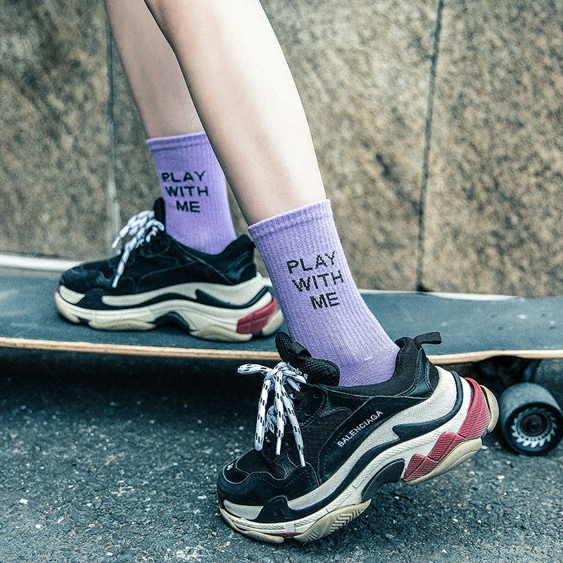 Женские хлопковые носки для скейтборда в стиле хип хоп унисекс Harajuku Calcetines Tube Sokken
