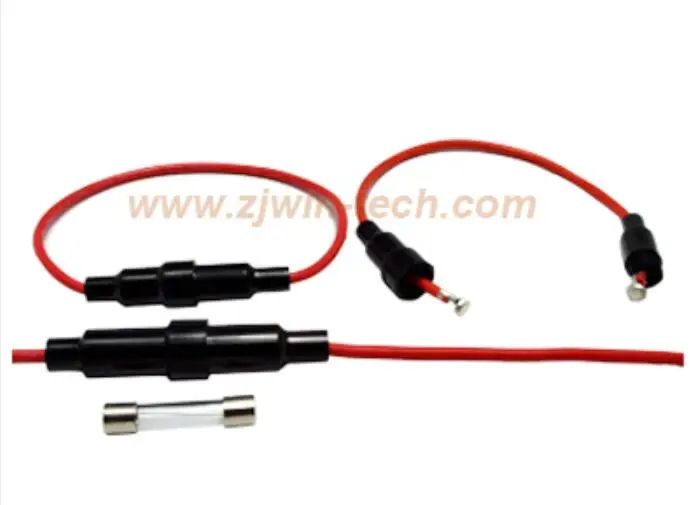

100pcs/lot Auto fuse holder socket with wire 8"loop 10A-15A/250V used for car fit for fuse 5X20mm & 6X30mm