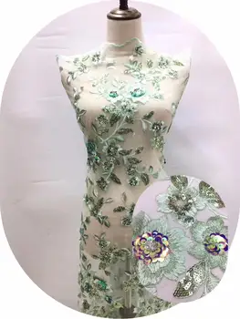 

2020 New Arrival 3D African Dry Lace Fabric Embroidery French Mesh Lace Fabric With Sequins For Nigerian Wedding Party Dress