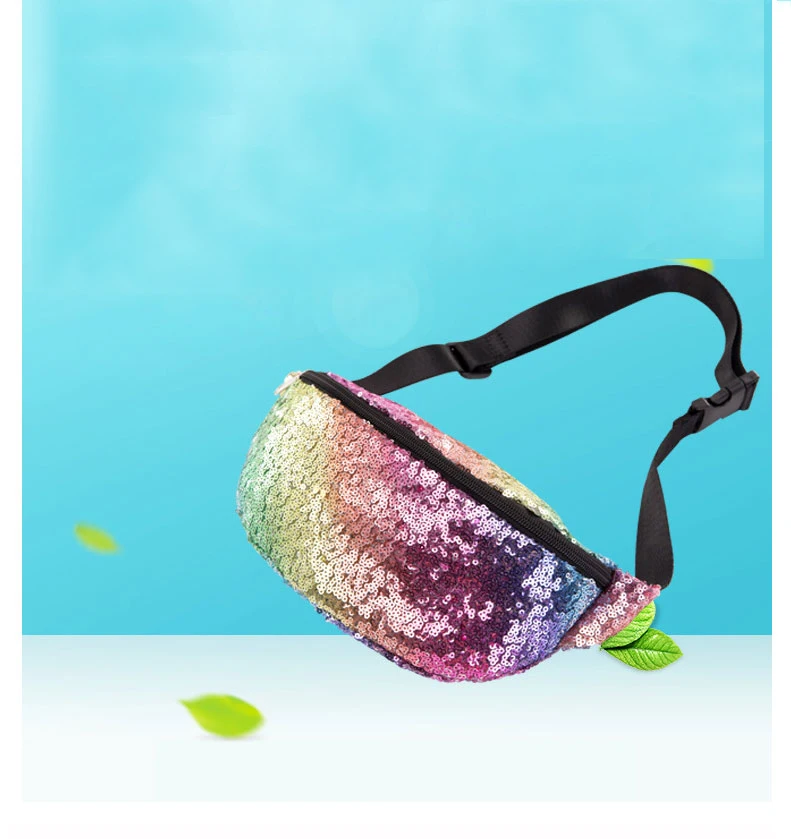 

Colorful Sequins Handbags Sports And Leisure Pockets Fashion Personality Multi-Function Large-Capacity Pockets Funny Packs G105