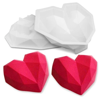 

Cake Decorating Mold 3D Silicone Molds Baking dish Tools For Heart Diamond Cakes Chocolate Wedding Mousse Make Dessert Pan