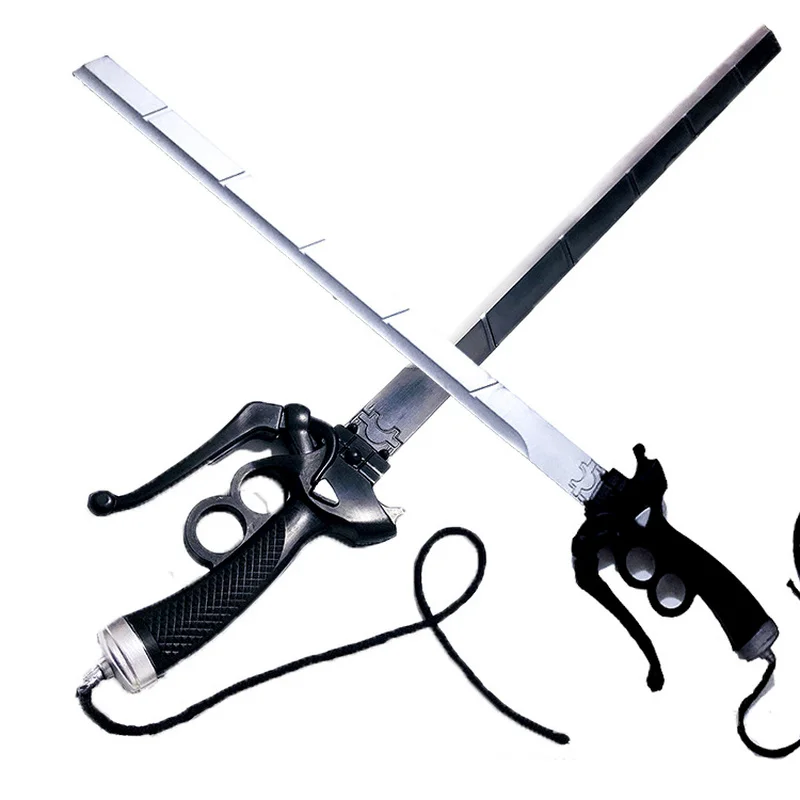 Anime Attack on Titan Cosplay Prop Eren Mikasa Double Knife PU Rubber Katana Samurai Espada Sword Weapon Model Teen Toy | Игрушки и