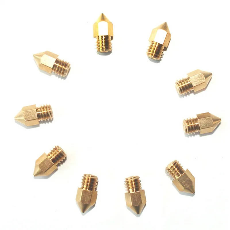 10pcs 0.2 0.3 0.4 0.5 0.6 0.8 1.0 mm MK8 Extruder Nozzle 1.75mm 3.0mm for 3D Printer Makerbot Anet A8 Creality CR-10 CR-10S S4