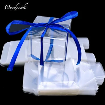 

50 Pcs 6x6x6cm PVC Transparent Square Gift Boxes Wedding Favor Party Candy Box Souvenir Packinng Christmas Decoration Free Ship
