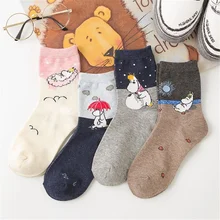 10 штук = 5 пар, долина Мумми-троллей красивые детские носки с мультипликационным принтом «Носки модные повседневные забавные Носки Cortas De Mujer короткие носки дропшиппинг