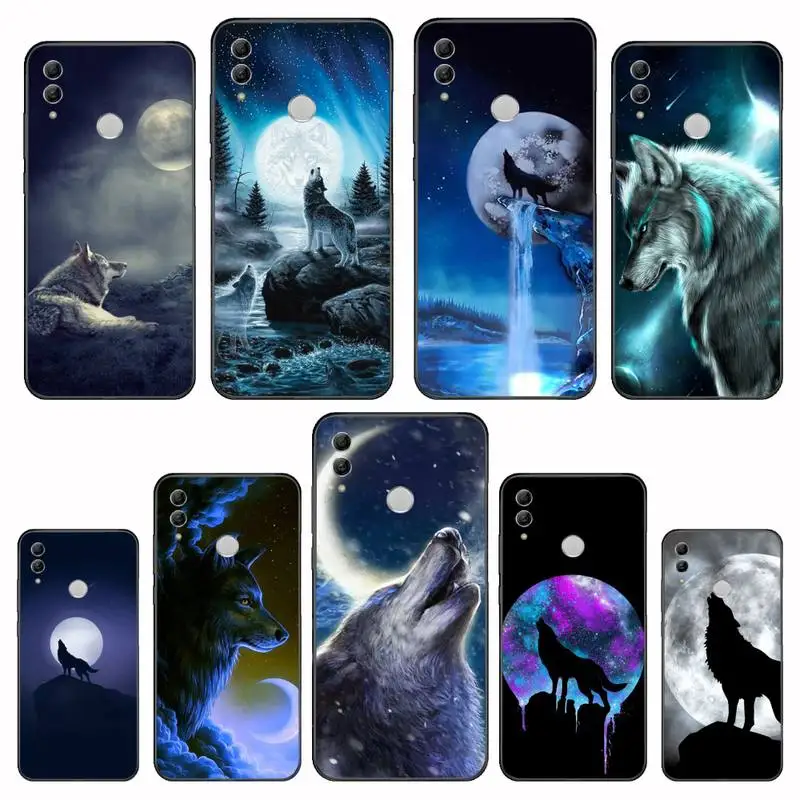 Moon roaring wolf Bling милый чехол для телефона Huawei Enjoy 7 7s 8 8e 9 9e 10 plus P8lite 2017 Honor 5a view9 play