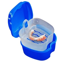Dental Container Denture Storage Box Artificial Tooth Boxes Potable False Teeth Box With Hanging Net Cleaning Teeth Cases