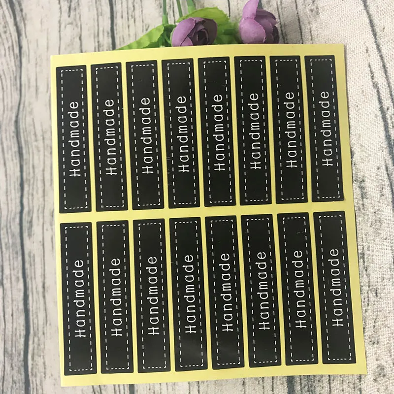 

10Sheets=160Pcs Hand Made Adhesive Stickers Sealing Label Stickers Black Craft Paper Stickers For Gifts Girls Baking