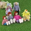 7pcs Happy Doll Family Wooden Joint Puppet Maumet Including Grandparents for Kids Fun Role Playing 1