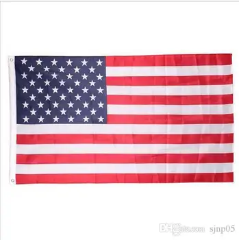 

High Quality American Flag Embroidered 3'x5' FT Sewn Stripes Stars 90X150cm Embroidery USA Flag Home Decoration Souvenir Wholesa