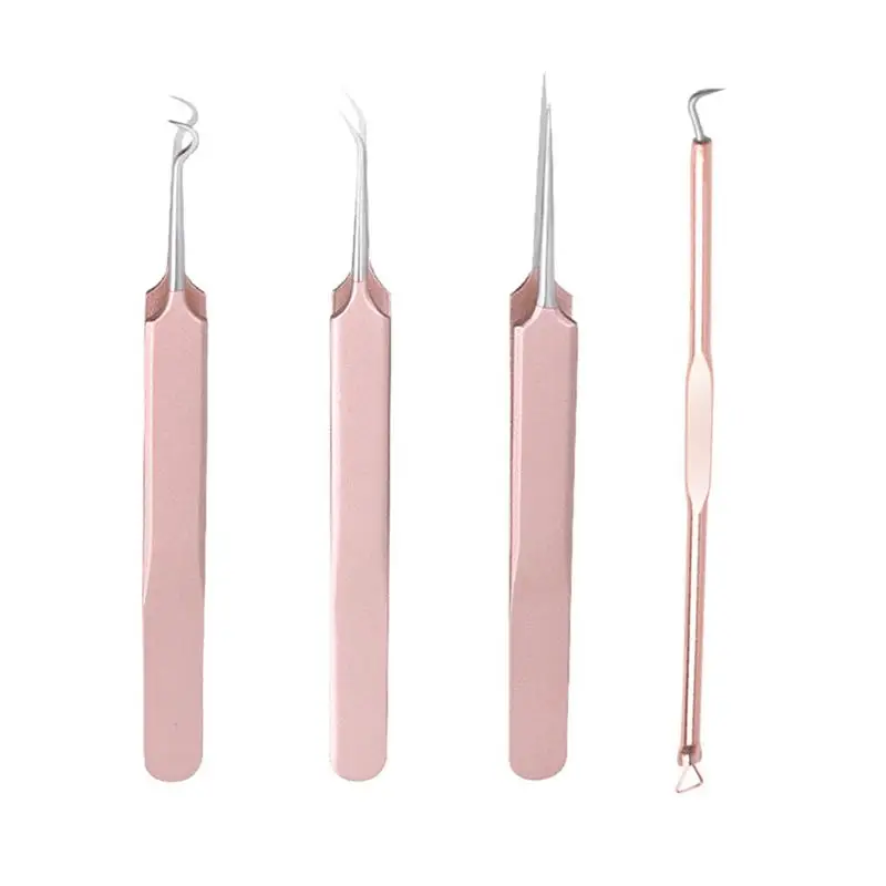 4pcs Comedone Removers Professional Stainless Steel Face Skin Care Tools Pimple Kit Blackhead Remover Kit Extractor