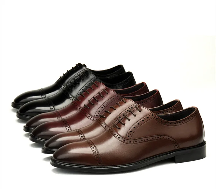 

Large Size EUR45 Breathable Black / Coffee /Wine Red Mens Social Shoes Genuine Leather Oxfords Business Dress Shoes
