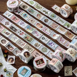 Bande adhésive Washi Vintage séries bureau de poste, timbre rétro café décoratif, papeterie autocollante pour Scrapbooking, 1 pièce 