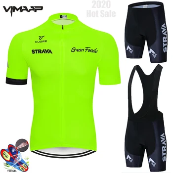 

Fluorescent STRAVA Pro Bicycle Team Short Sleeve Maillot Ciclismo Men's Cycling Jersey Summer breathable Cycling Clothing Sets