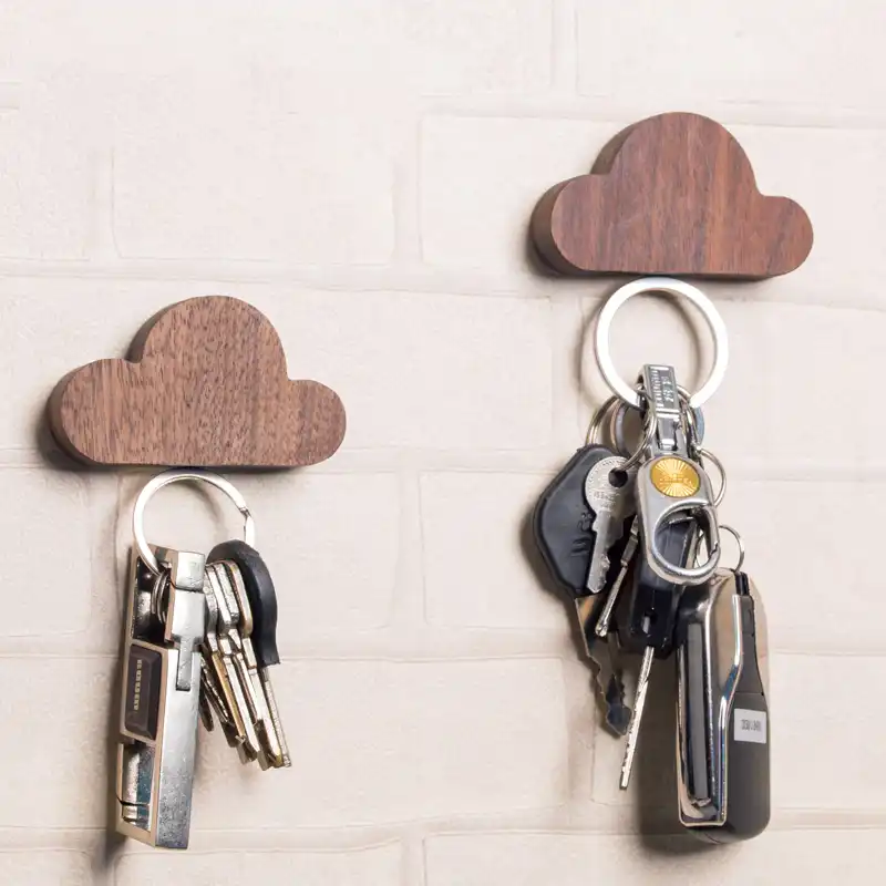 Kit Magnetic Key Hook Wall Hangers Lovely Cloud Shape Holders Home Decoration Made Up Of Walnut And Beech Key Hooks Christmas Aliexpress