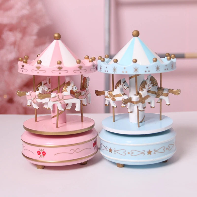 Wooden Laputa Castle in the Sky Carousel Christmas Music Box Decoration For Home Accssories Gift | Дом и сад
