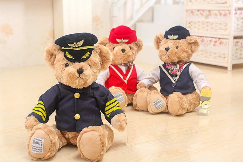 25-45 см милый пилот плюшевый мишка плюшевые игрушки чучело животное капитан медведь кукла игрушки для детей классический подарок на день рождения для девочки