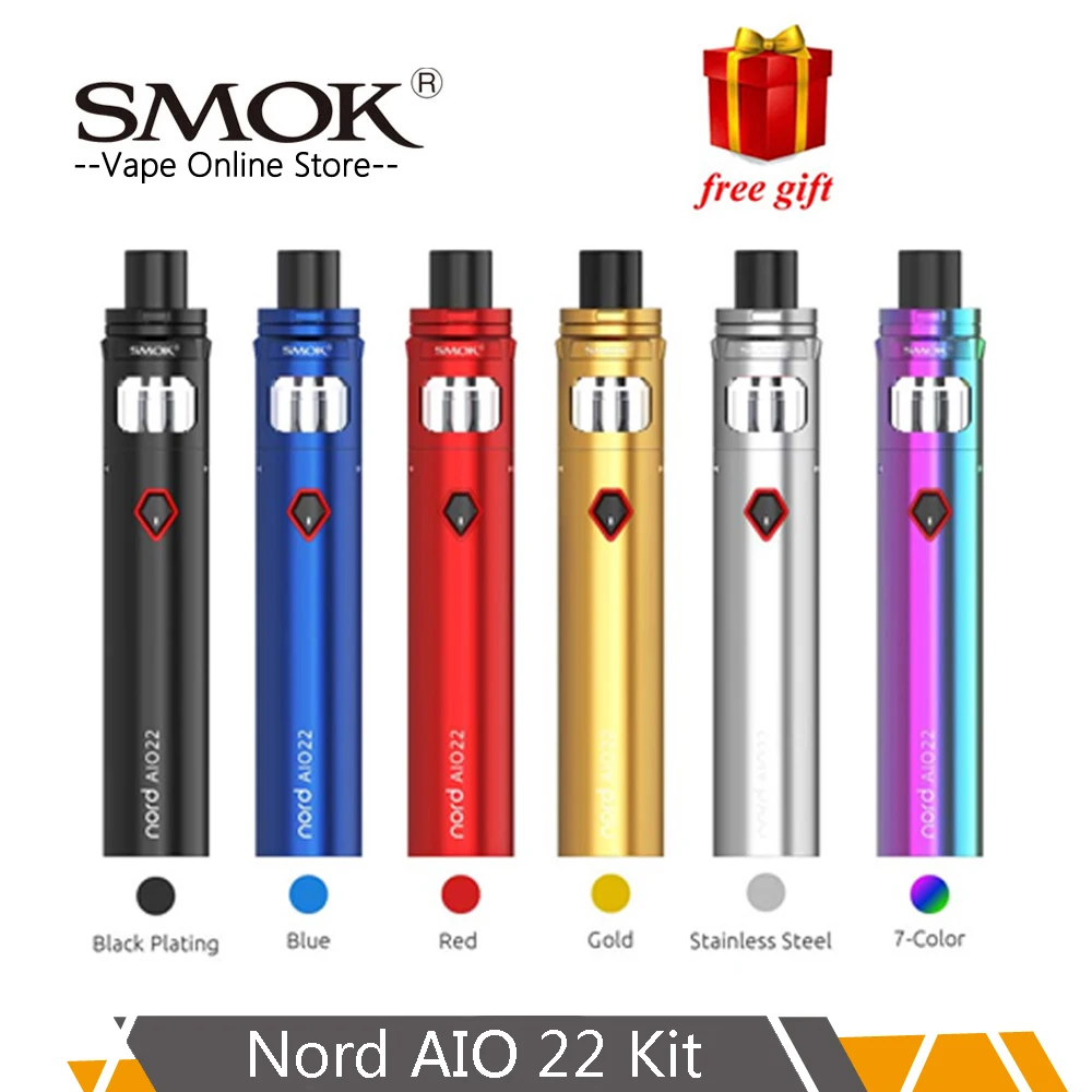 

SMOK Nord AIO 22 Kit Vape Kit 2000mAh &3.5ml Atomizer +Nord Mesh+Regular coil Electronic Cigarette nord 22 AIO Kit vs stick 80w