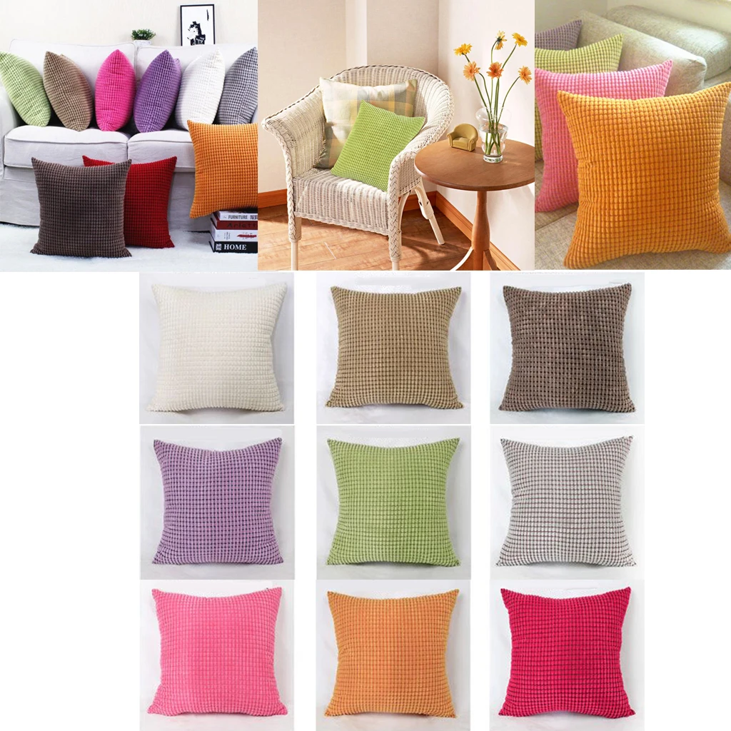 1pcs Corduroy Soft Solid Decorative Square Throw Pillow Covers Set Cushion Case for Sofa Bedroom Car 24x24 inch 60x60 cm