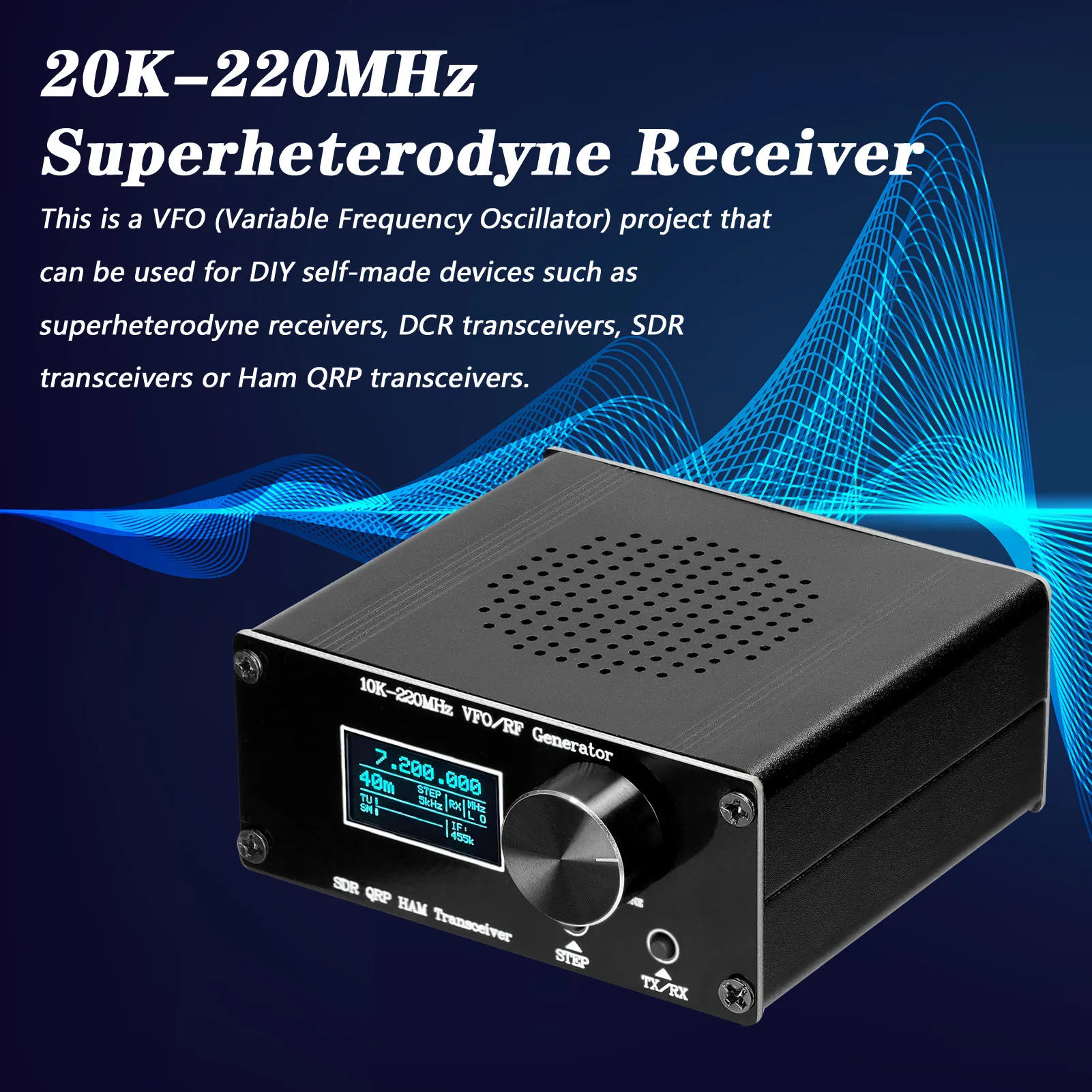 20K-220MHz 슈퍼헤테로다인 수신기 SDR HAM QRP 트랜시버 RF 발생기 VFO 라디오 디버거